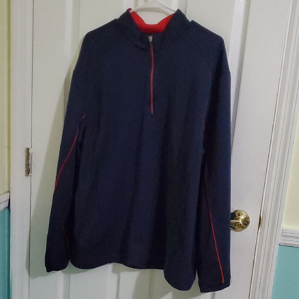 Pebble Beach Performance Navy High Neck 1/4-Zip Red Trim Pullover Sweatshirt XL